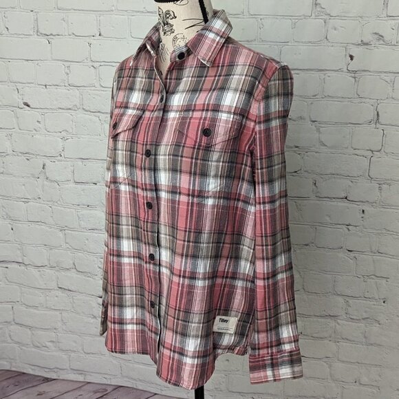 TILLEY Red Pink Brushed Cotton Plaid Shirt S NEW - Picture 3 of 9